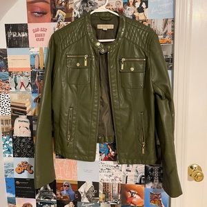 New York & Company Green Leather Jacket